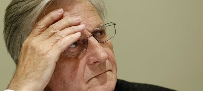 El presidente del BCE, Jean-Claude Trichet, durante una rueda de prensa