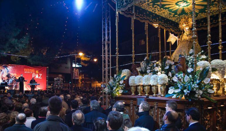 Una imagen de la Virgen en las fiestas en su honor