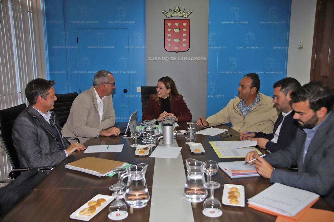 Un momento de la reunión Cabildo de Lanzarote-Gobierno de Canarias.