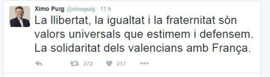 El president Ximo Puig condena los atentados de París