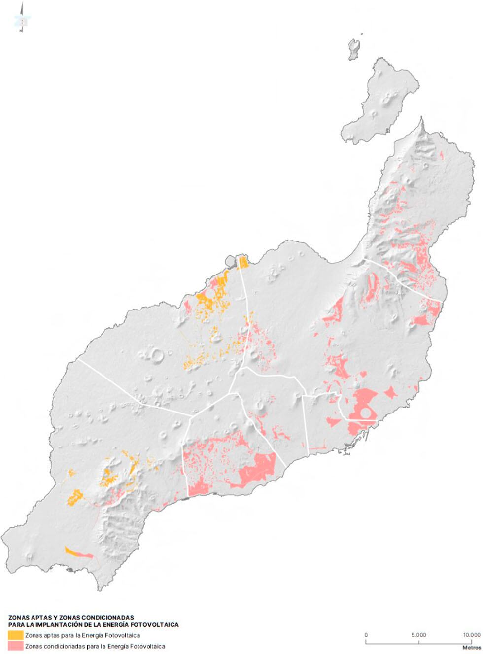 Zonas previstas para la instalación de energía fotovoltáica en Lanzarote.
