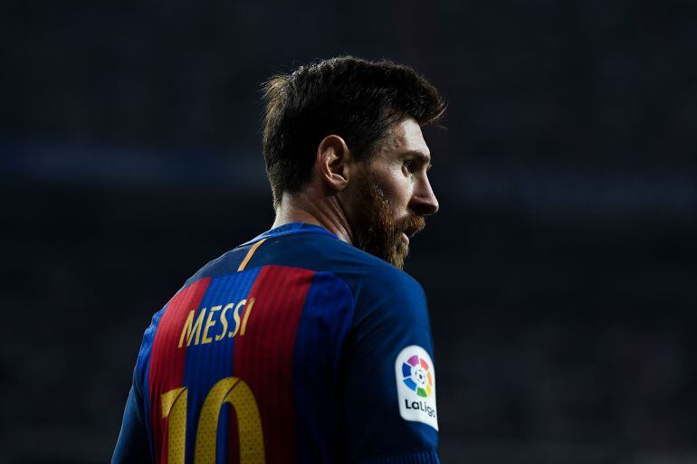 Messi, durante un partido con el Barça