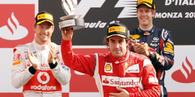 El español se ha subido al podio en el GP de Italia 2011, en el que se ha impuesto el alemán Vettel dejando casi sentenciado el Mundial de pilotos