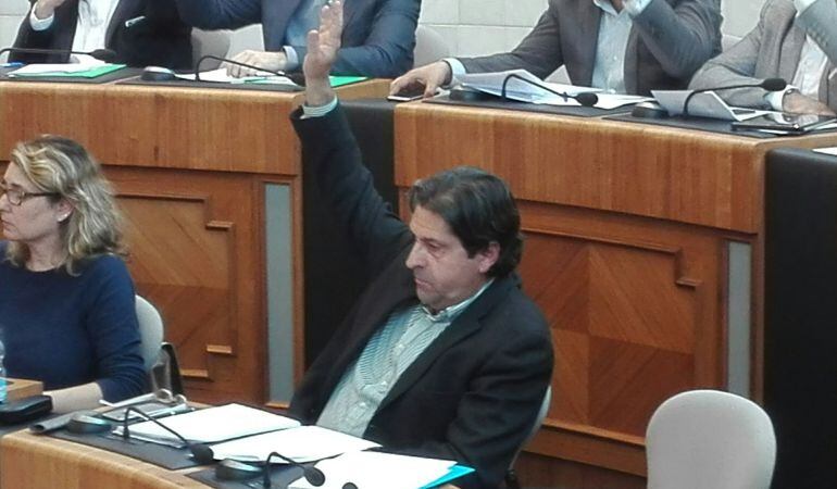 El diputado Fernando Sepulcre, votando a favor en el pleno de mayo