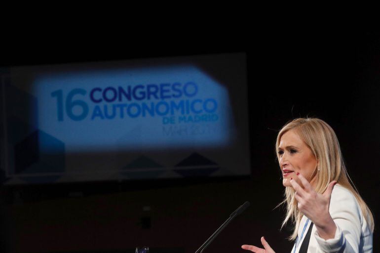 La presidenta regional Cristina Cifuentes durante su intervención en el XVI Congreso del PP de Madrid