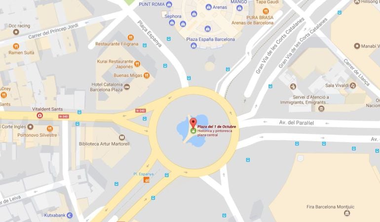 La Plaza del 1 de Octubre en Google Maps.