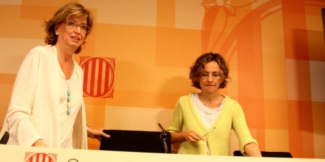 Irene Rigau, la Consellera d'Ensenyament, a la roda de premsa d'aquest matí