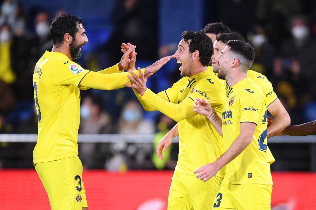 El Villarreal celebra la victoria ante el Mallorca