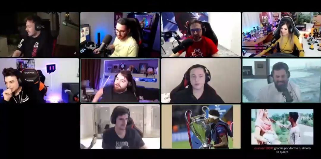 Twitch de Ibai Llanos en una partida de Among Us con Courtois, Agüero y Neymar.  