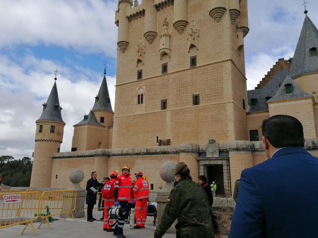 Simulacro de incendio en el Alcázar de Segovia