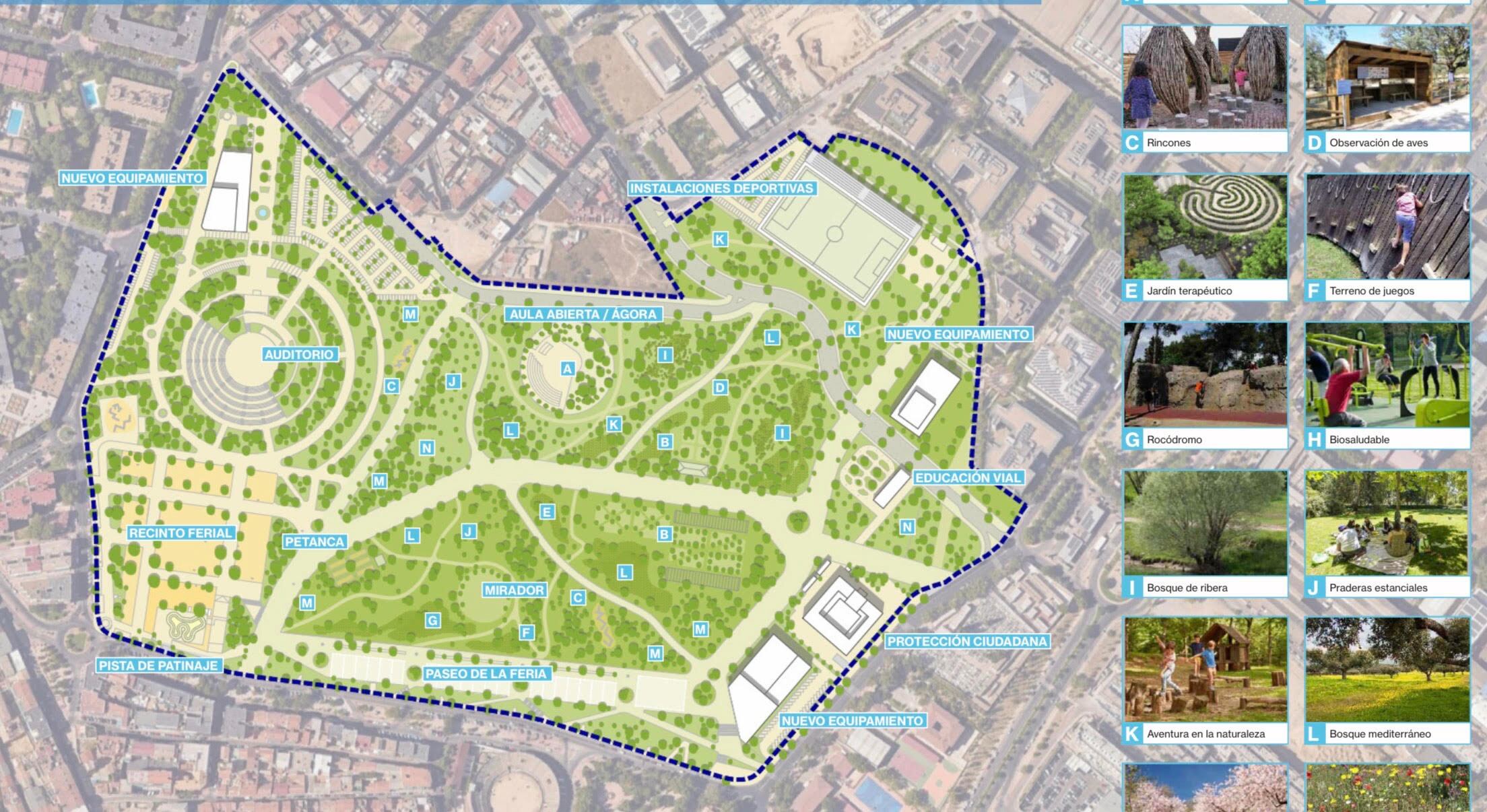 Plano de las instalaciones que se desarrollarán el Bosque Urbano La Marina de San Sebastián de los Reyes
