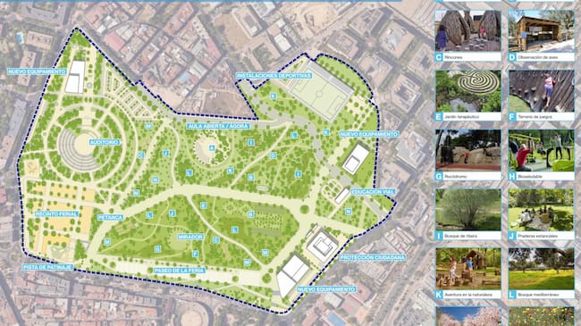 Plano de las instalaciones que se desarrollarán el Bosque Urbano La Marina de San Sebastián de los Reyes