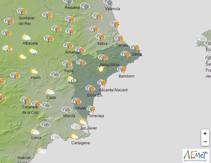 Previsión de la AEMET para la provincia de Alicante para el martes 29 de octubre