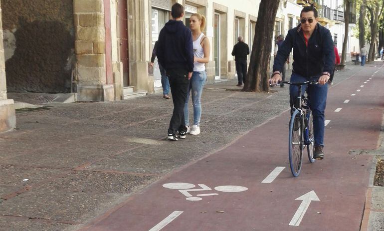 Carril bici en el centro de Jerez