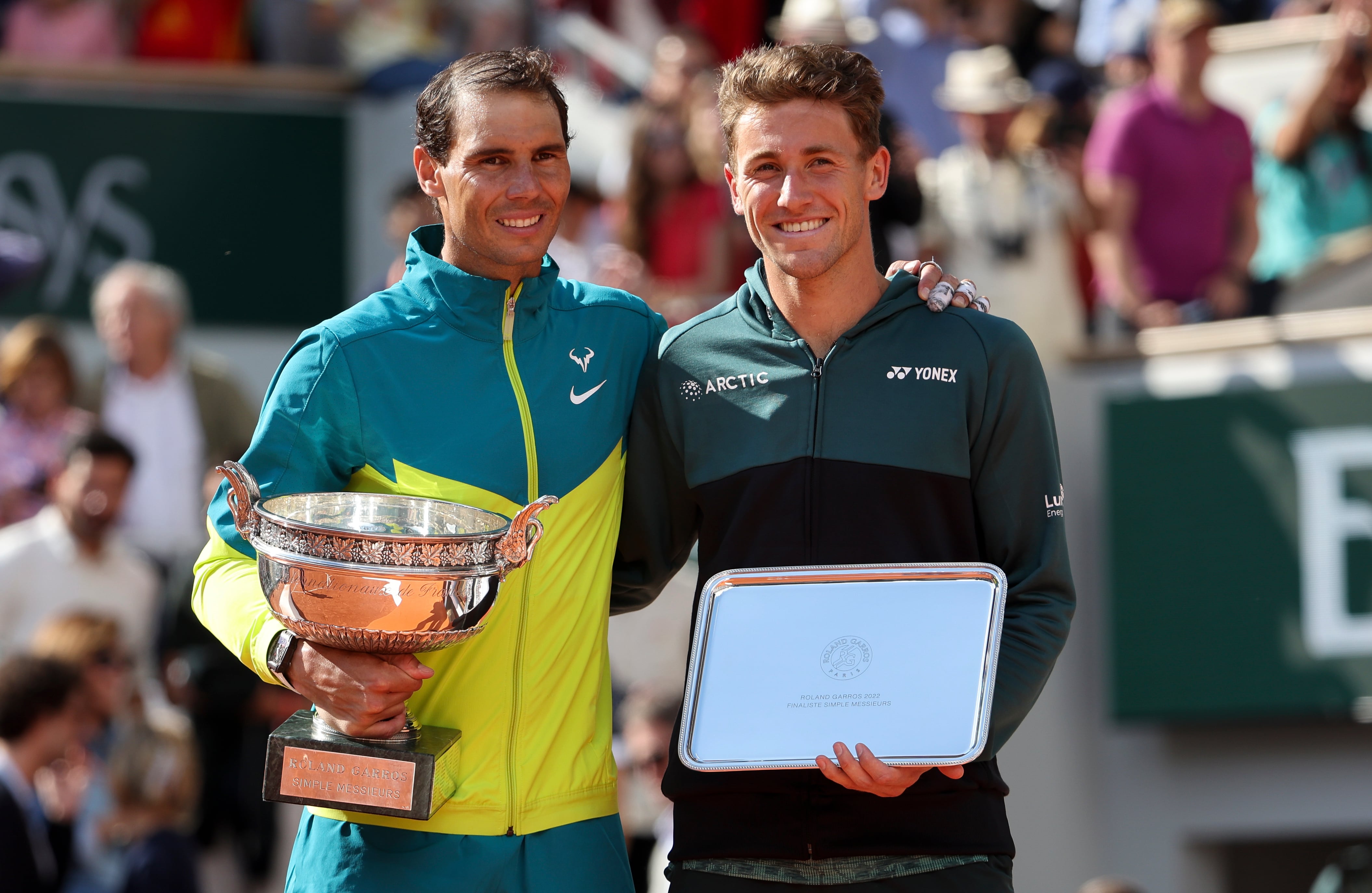 Rafael Nadal y Casper Ruud fueron campeón y subcampeón de Roland Garros 2022, respectivamente. Getty Images