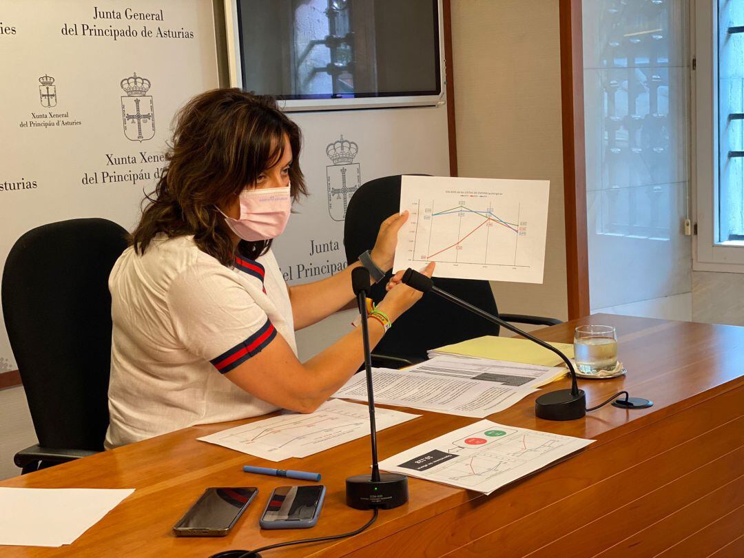 Beatriz Polledo, en un momento de su intervención, esta mañana