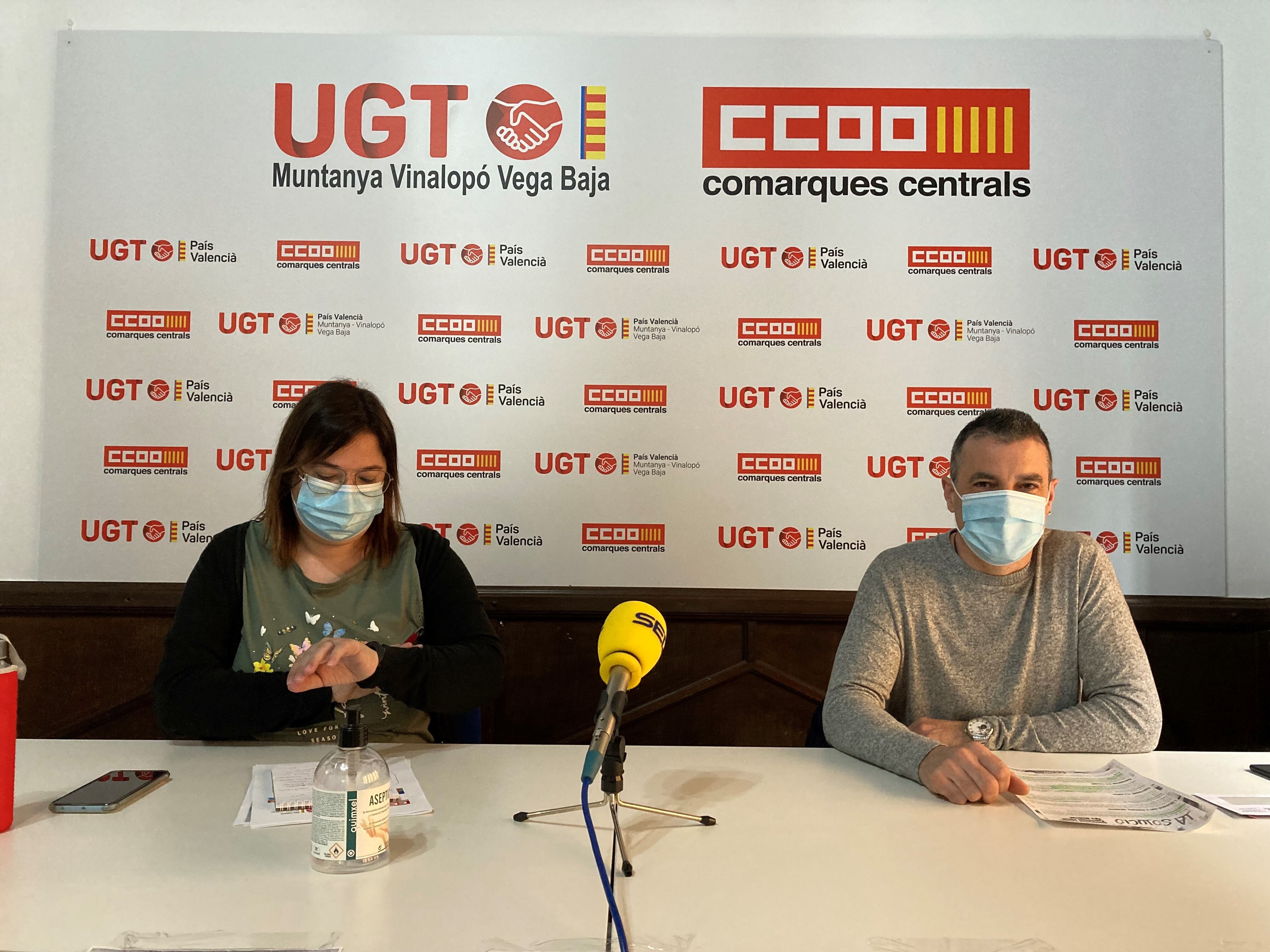 Leticia Pascual y Paco Luque en la sede de UGT en Alcoy