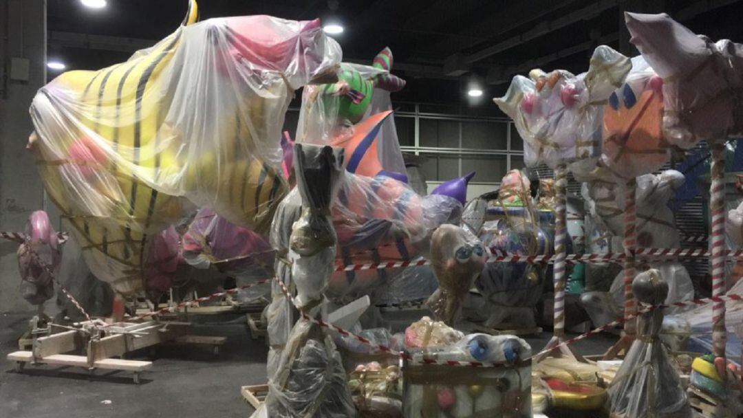 Piezas de las fallas guardadas en Feria Valencia