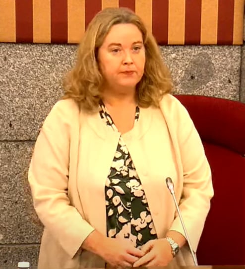 La alcaldesa de Burgos, Cristina Ayala, en la presidencia del pleno