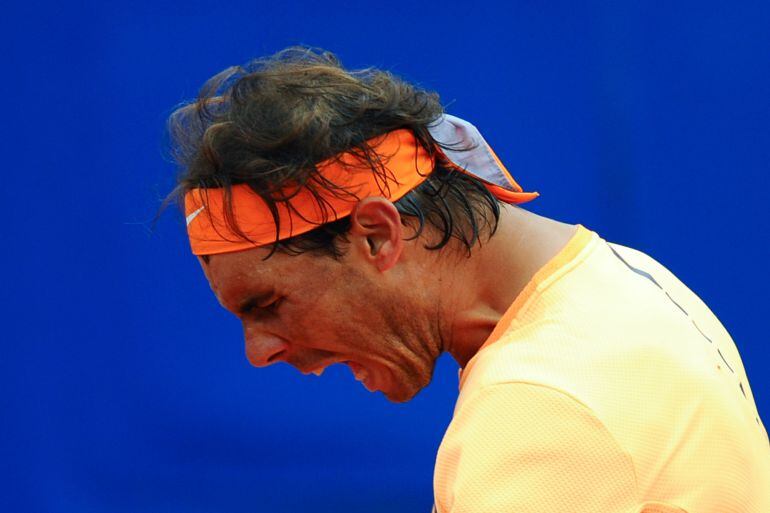 Rafa Nadal celebra un punto ganador ante Fognini