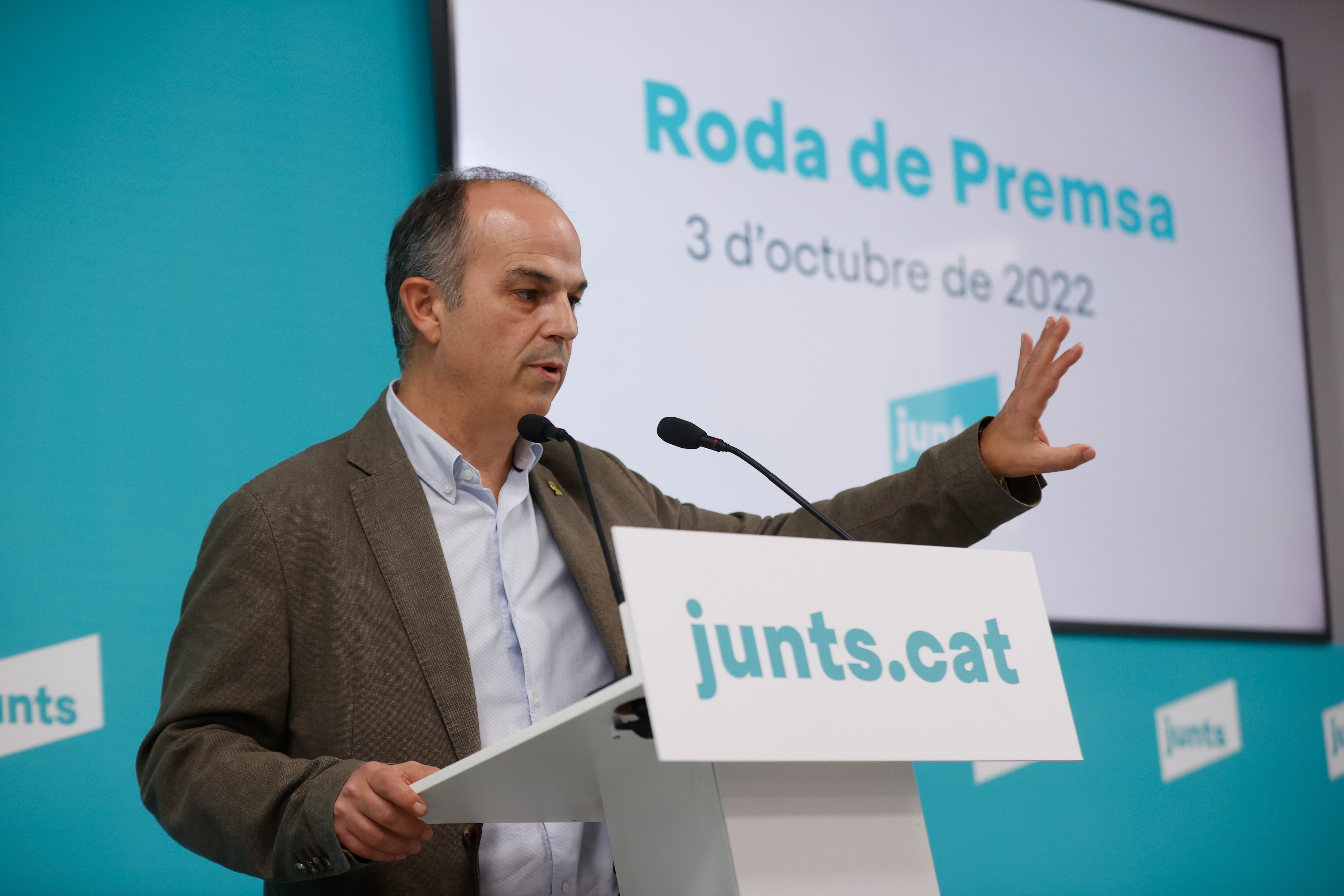 El secretari general de Junts per Catalunya, Jordi Turull quan va anunciar la pregunta sobre la continuïtat del seu partit al Govern