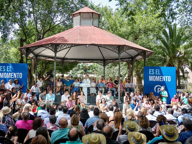 Alberto Nuñez-Feijóo durante el mitin que ofreció este martes en Ciudad Real