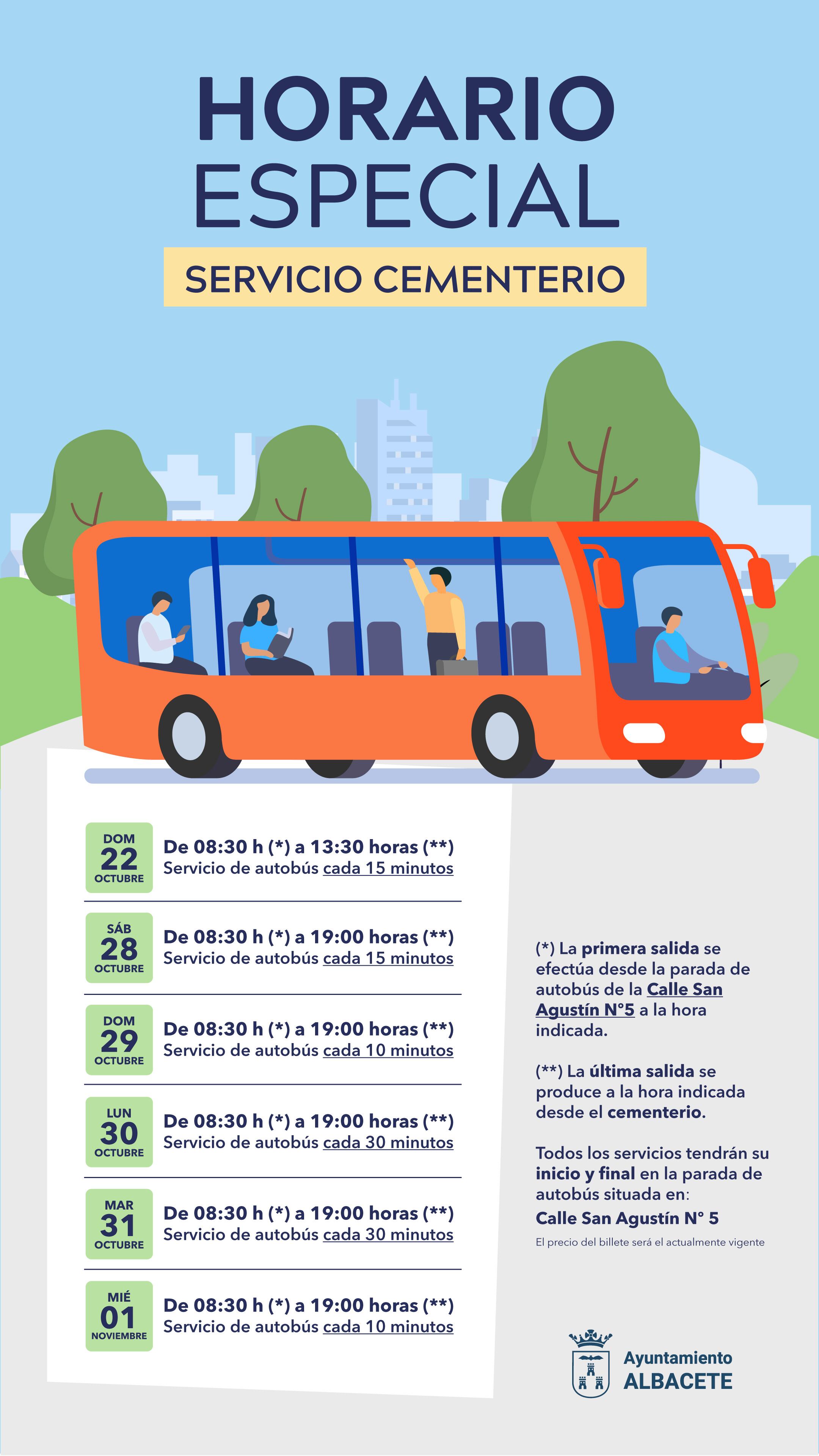 Horario del Servicio Especial de Transporte Público de Albacete para Todos Los Santos