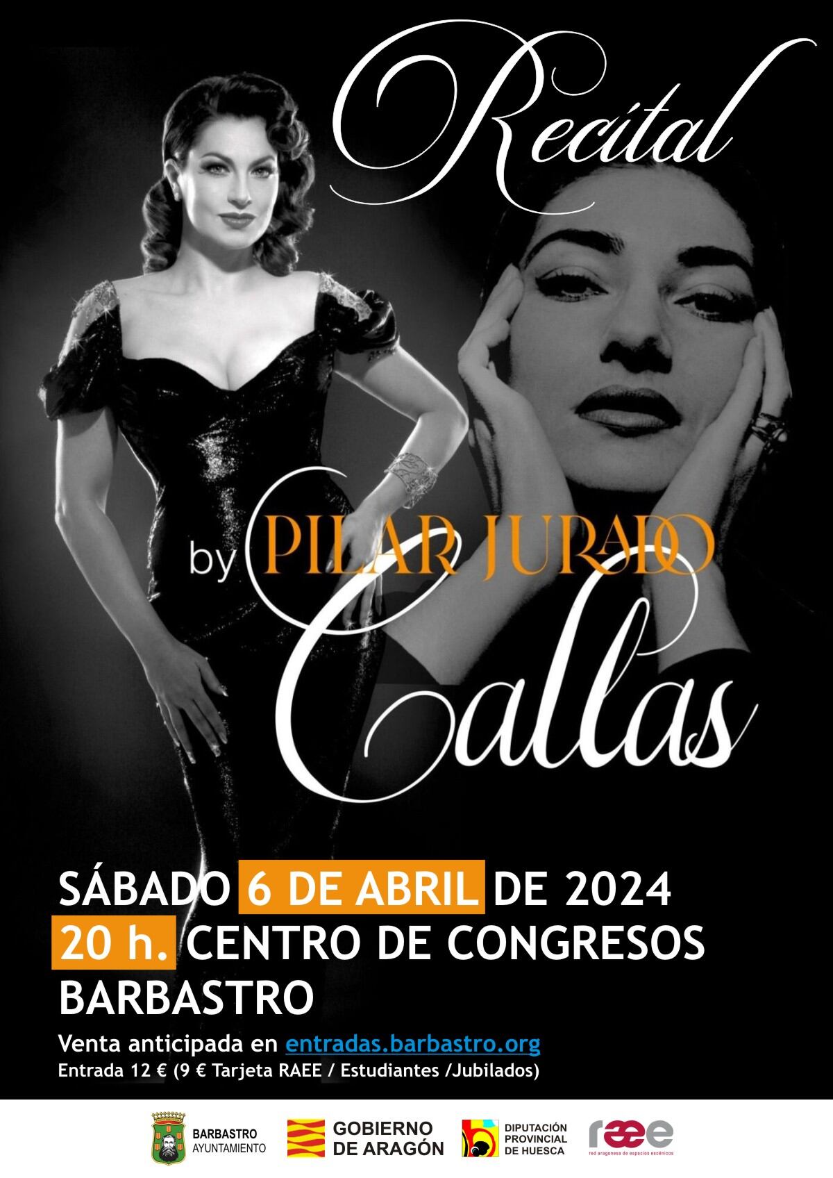 El Centro de Congresos de Barbastro acoge este sábado el recital Callas by Pilar Jurado