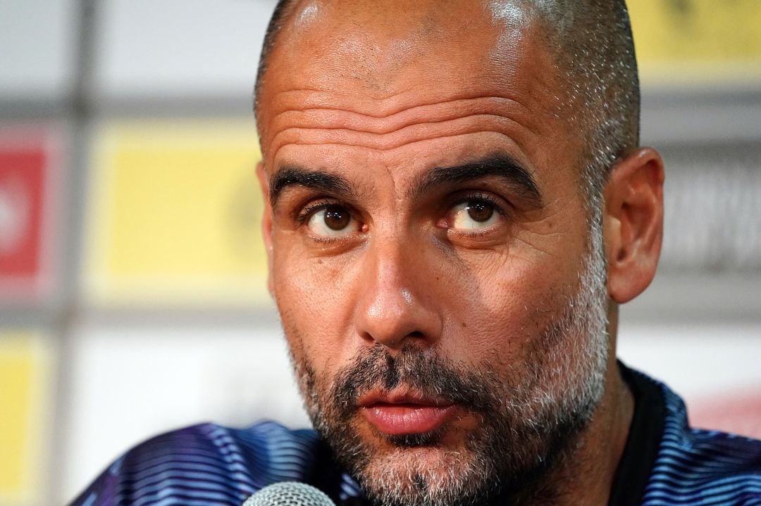 Guardiola, durante la rueda de prensa.