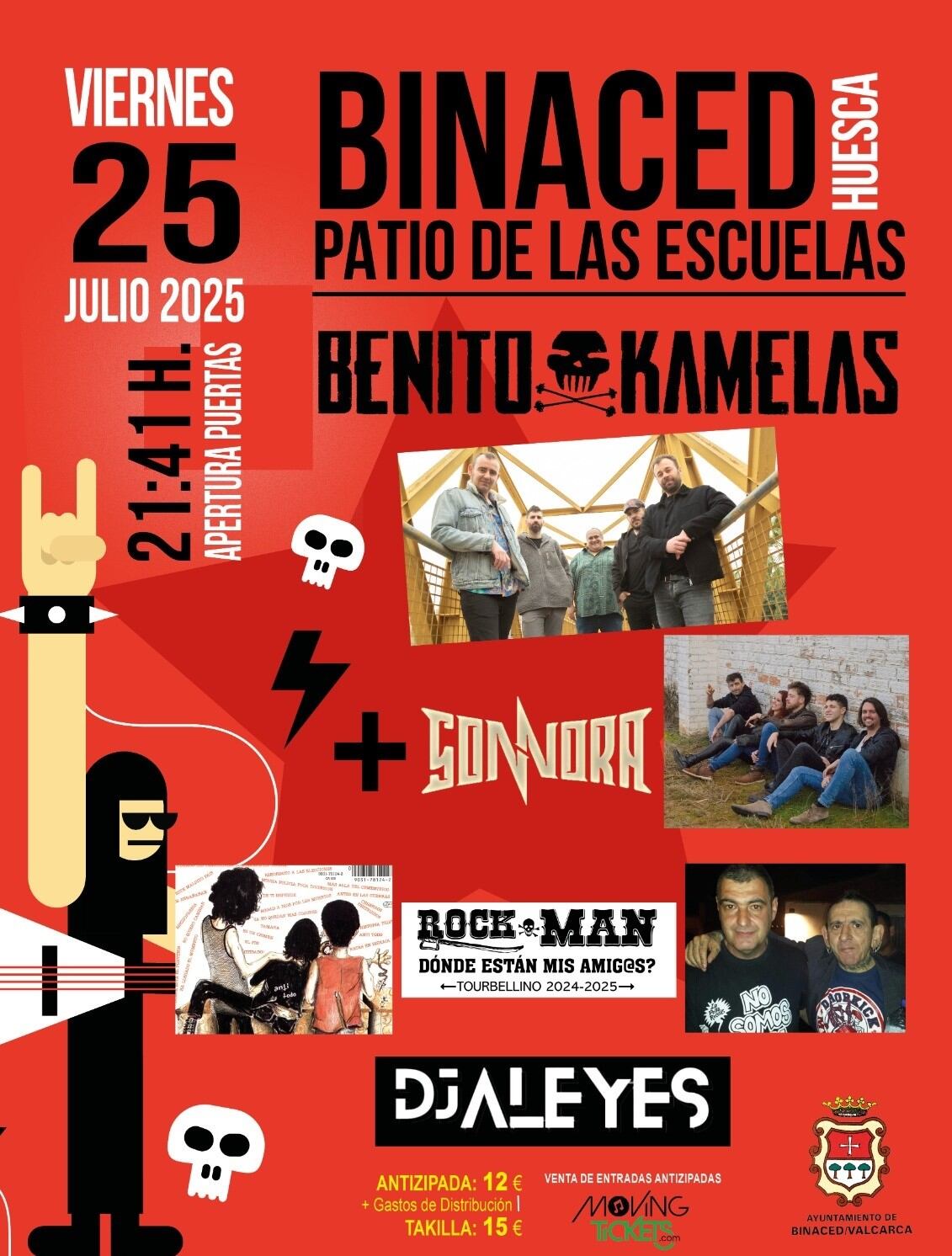 Cartel del concierto que se celebrará en el patio de las escuelas