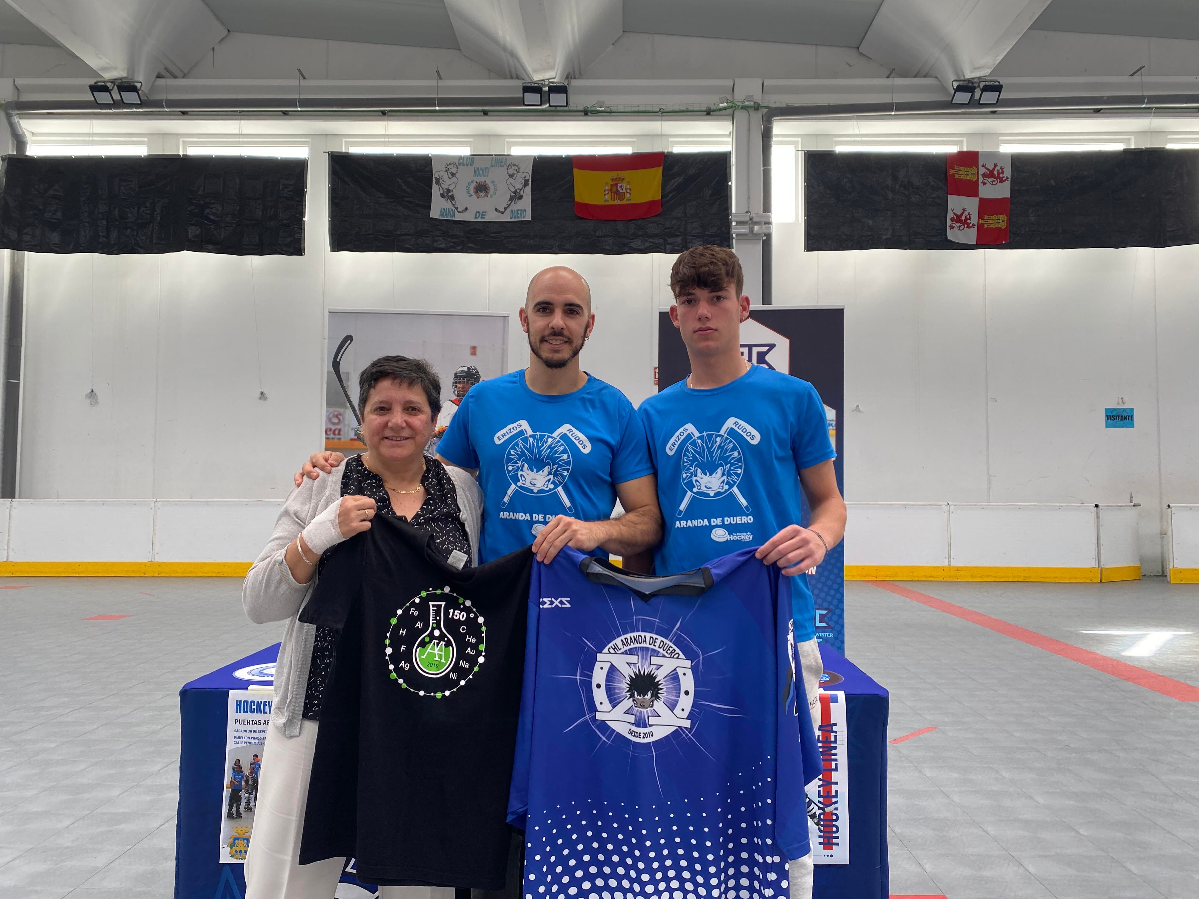 Menchi, Jorge Collantes y Aitor, este miércoles en el Pabellón de Prado Sport