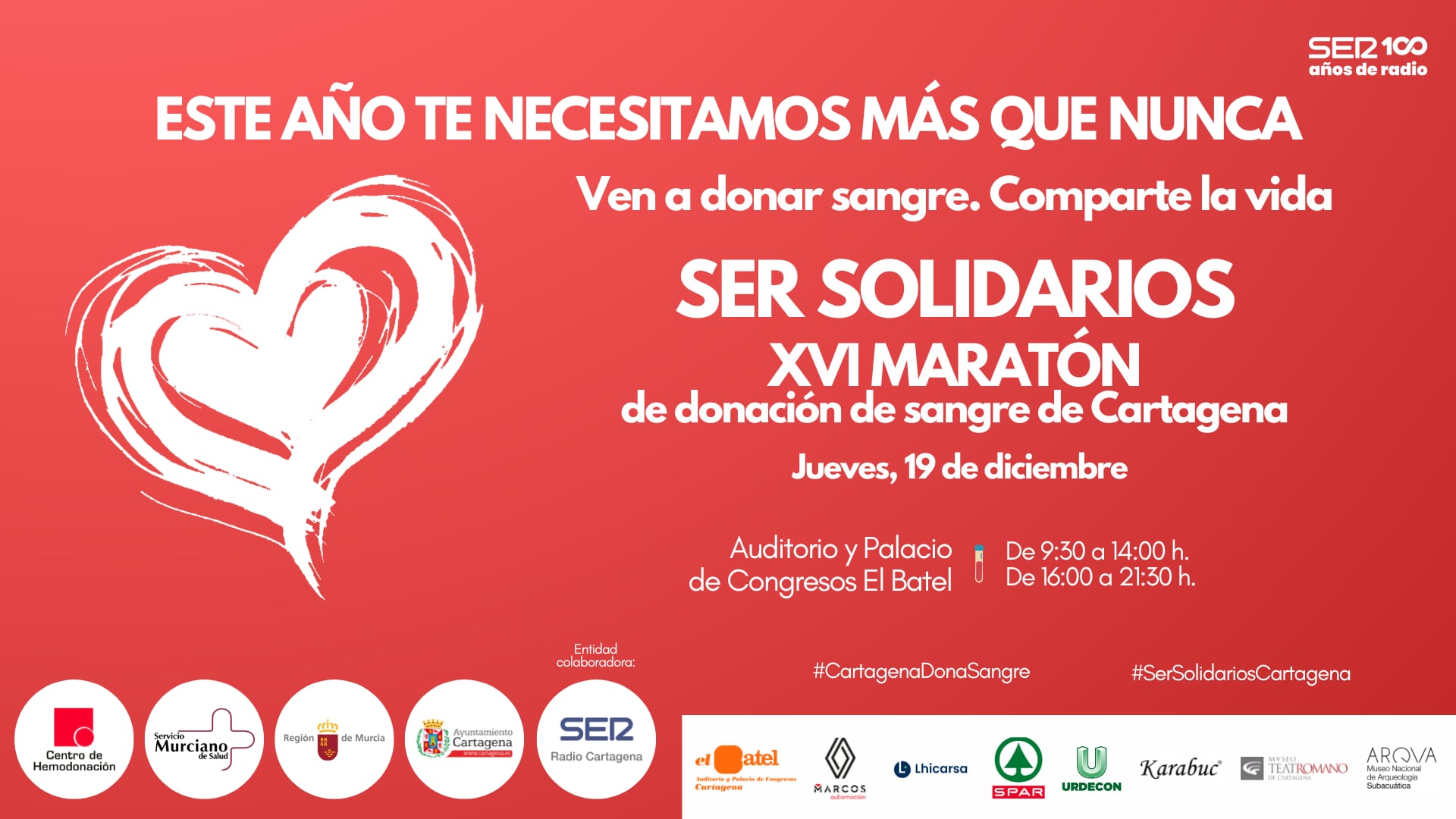 Cartel del Maratón de Donación de Sangre &#039;SER Solidarios&#039;