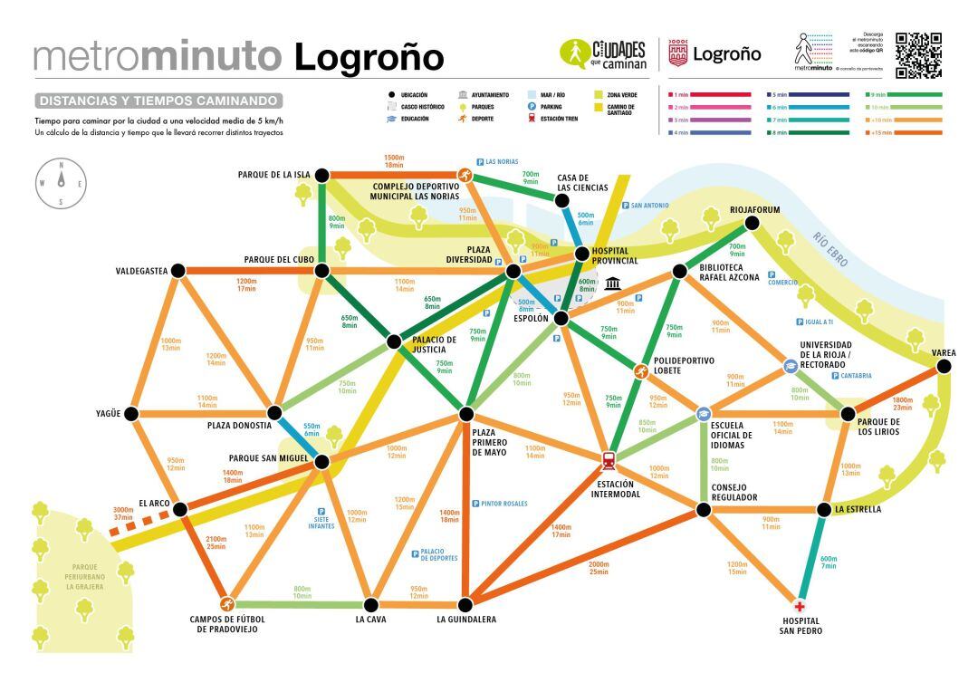 Mapa del metrominuto de Logroño