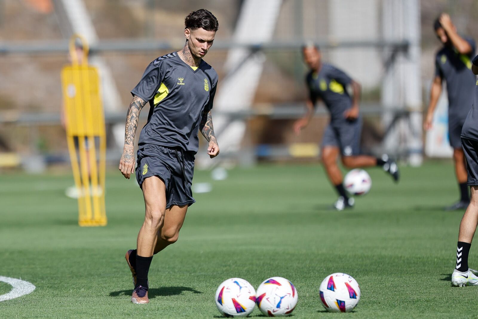 Joel Domínguez, durante un entrenamiento con la UD Las Palmas