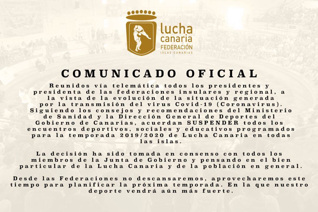 La lucha canaria queda suspendida hasta la próxima temporada
