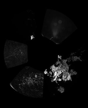 Primera imagen panorámica realizada por el módulo robótico europeo Philae en la superficie del cometa 67P