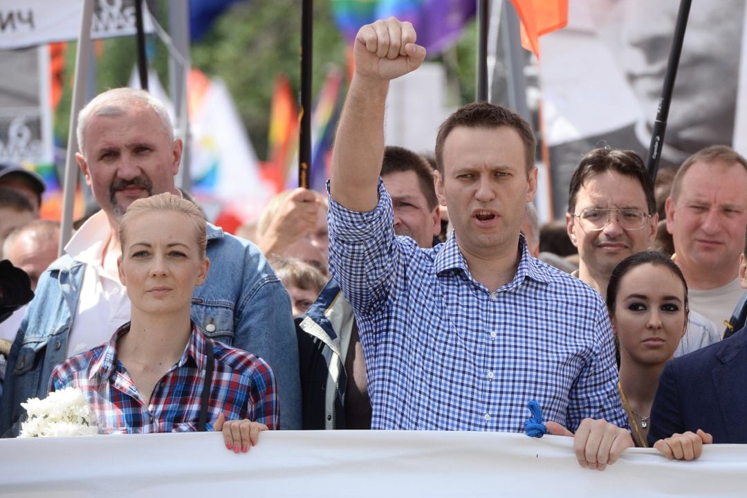 El opositor ruso Alexei Navalni durante una manifestación en Moscú.