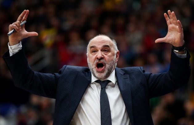 Pablo Laso, en uno de los partidos de la liga regular de la Euroliga entre el Real Madrid y el CSKA.