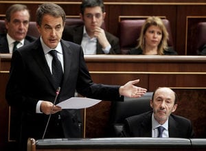 José Luis Rodríguez Zapatero en una de sus intervenciones en la sesión de control de este miércoles en el Congreso