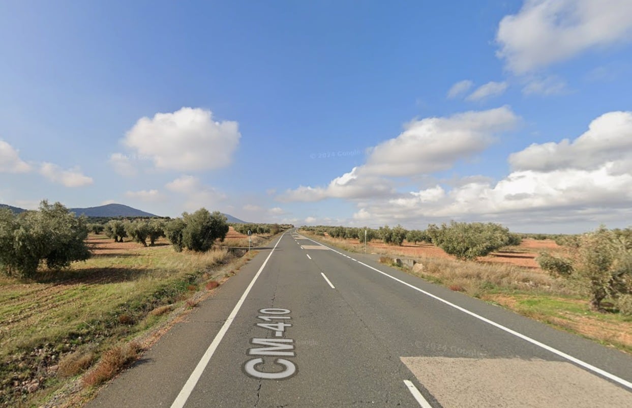 CM-410 en el kilómetro 84 a su paso por Villacañas