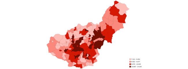 Mapa de renta disponible en la provincia de Granada