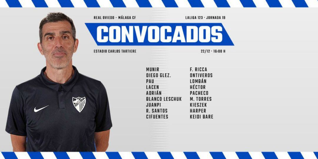 Así anunció el Málaga la convocatoria para Oviedo