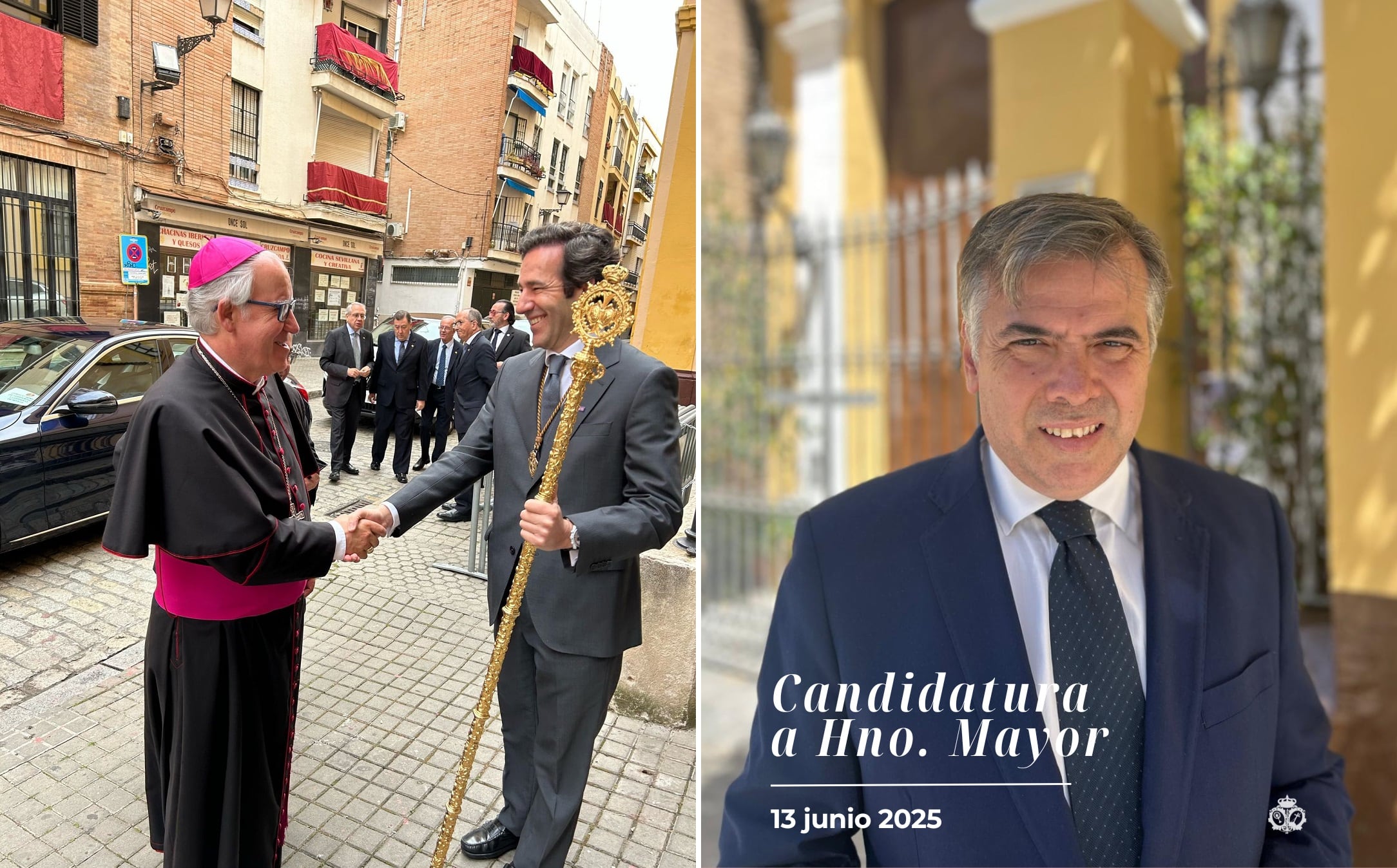 A la izquierda, Luis de la Iglesia García saluda al arzobispo Saiz Meneses. A la derecha, Fernando Carrasco Moro