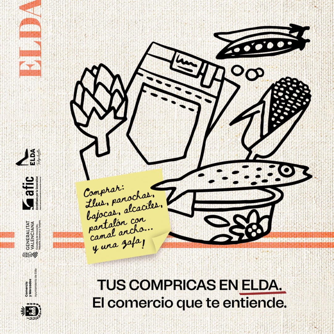 Cartel de la campaña &quot;Tus compricas en Elda&quot;