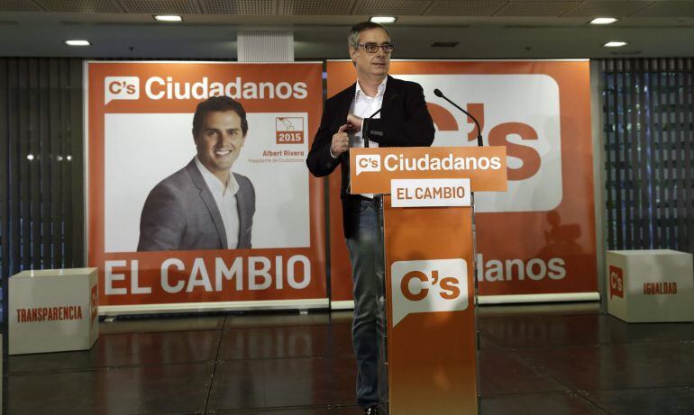 El vicesecretario general de Ciudadanos, José Manuel Villegas, en una rueda de prensa