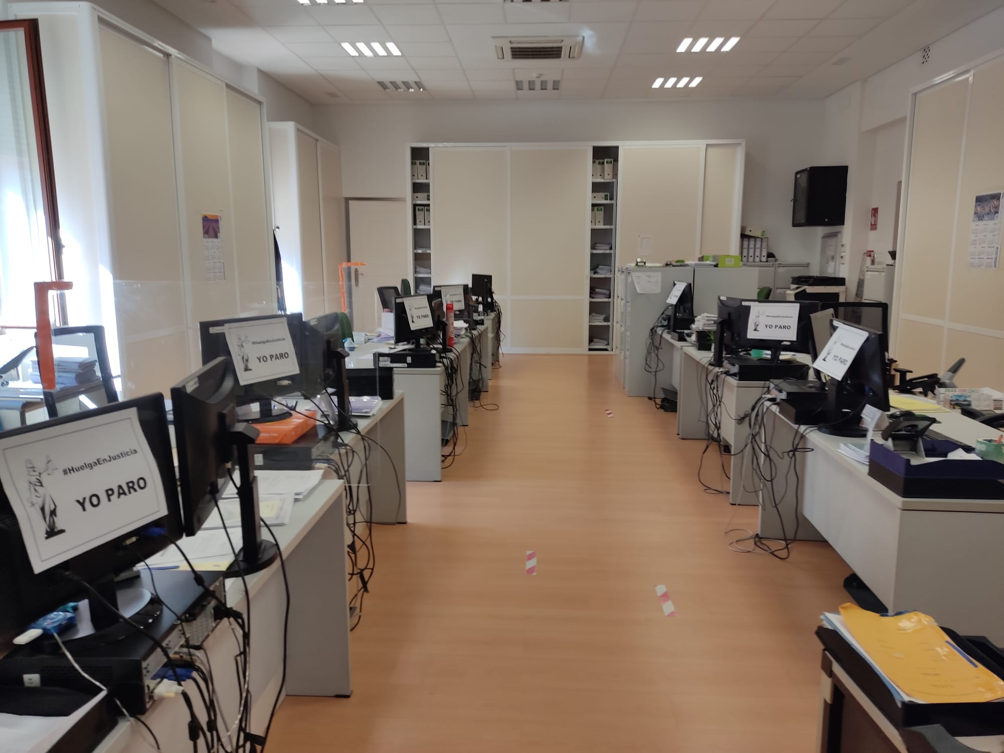 Oficinas del Juzgado de lo Mercantil de Jaén durante la jornada de huelga.