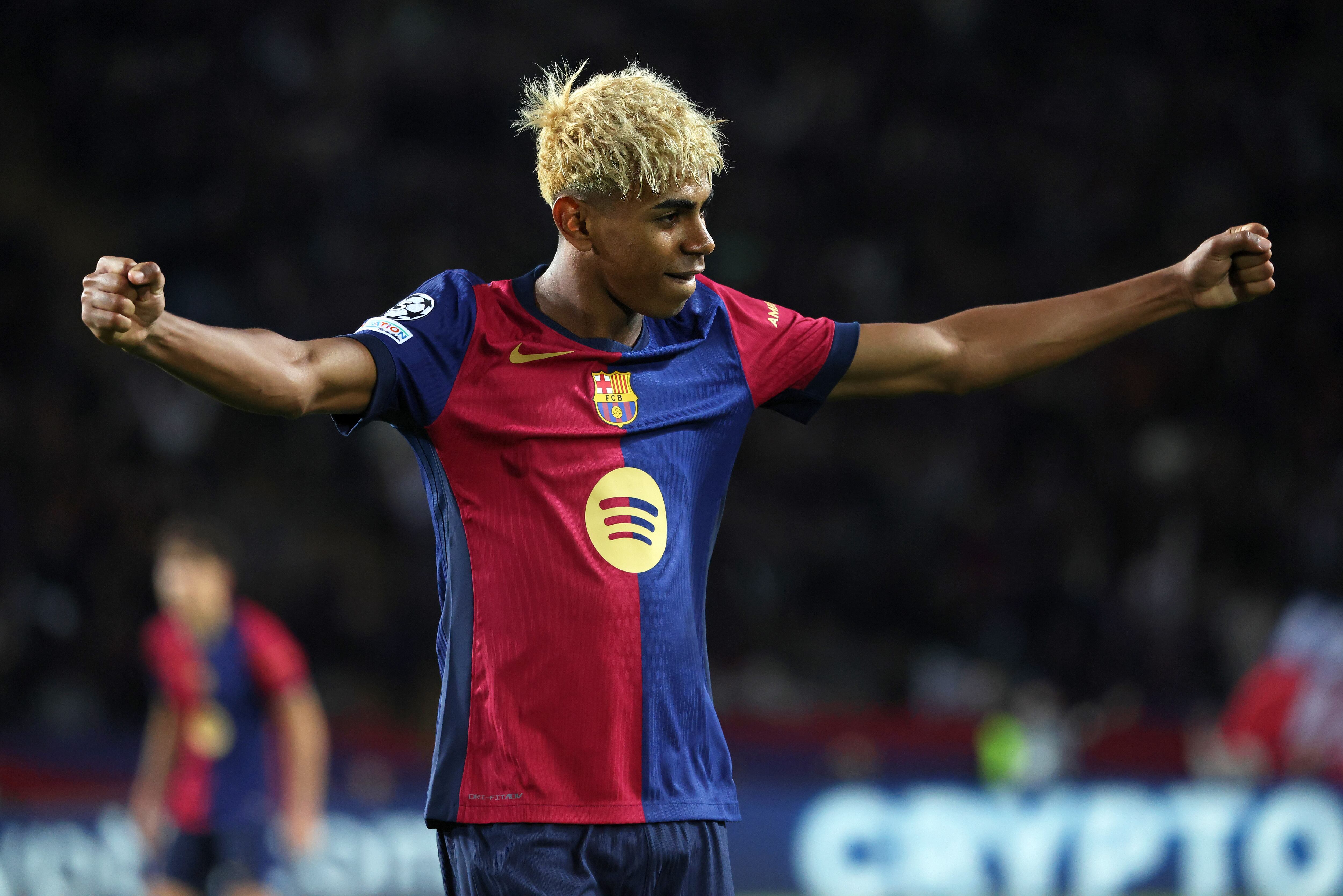 Lamine Yamal, durante el partido de semifinales de Champions League ante el Inter