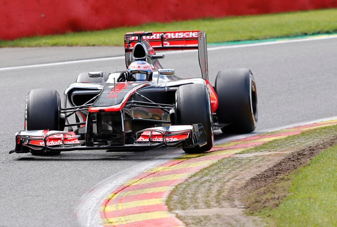 El piloto británico de McLaren, durante la tercera sesión de entrenamientos libres correspondientes al Gran Premio de Bélgica de Fórmula 1.