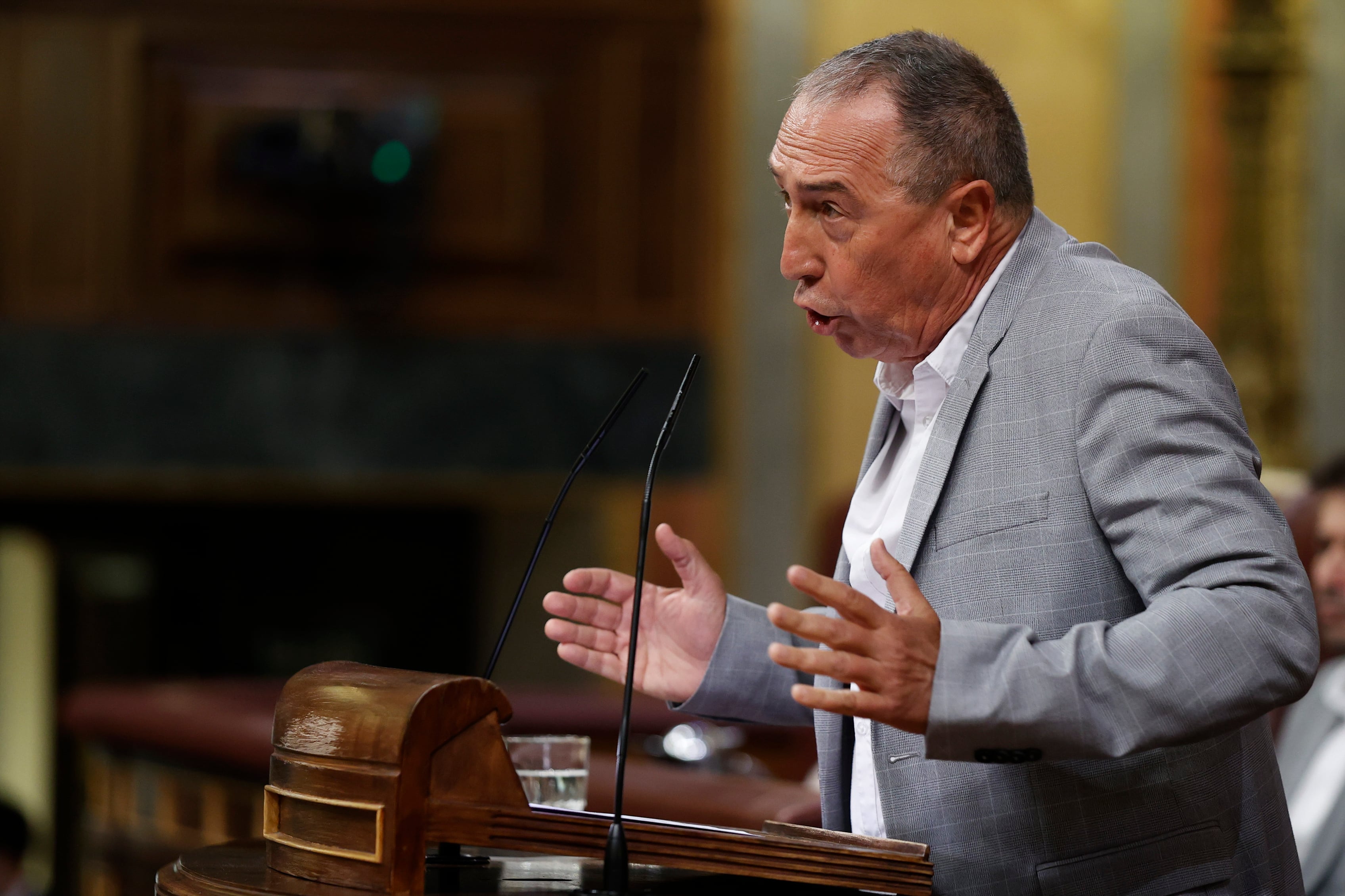 El portavoz de Compromìs, Joan Baldoví, durante su intervención en la segunda jornada del debate del estado de la nación, este miércoles en Madrid