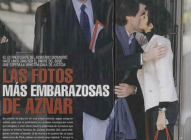 La revista <i>Interviú</i> publica esta semana imágenes de el ex presidente español José María Aznar y la ministra de Justicia francesa Rachida Dati que datan del pasado marzo